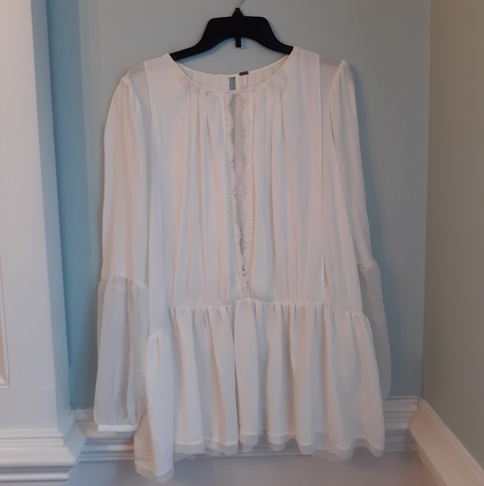 FREE PEOPLE, Medium, White sheer blouse